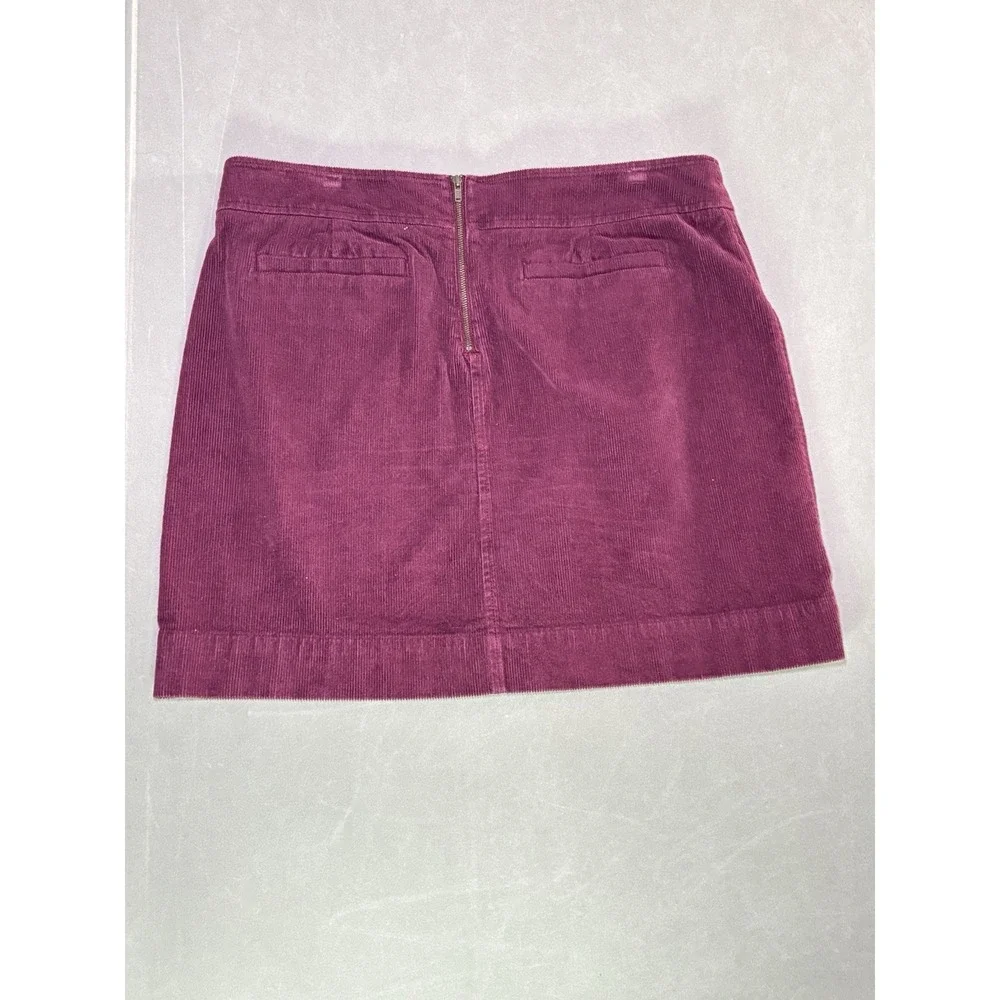 LOFT Petite 12P Berry Corduroy Skirt A Line Knee Length Stretch Wine Color - Picture 6 of 7